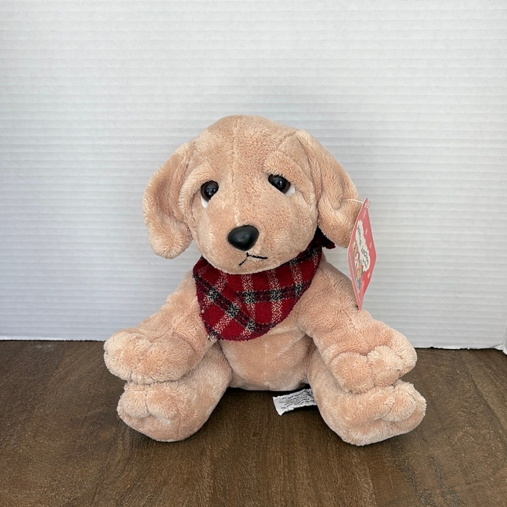 Russ Animal Junction Plush Lab with Red Plaid Bandana